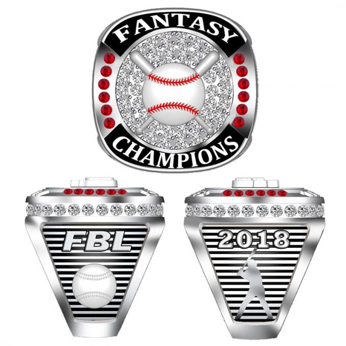 Sport Silver Fantasy Baseball Championship Rings