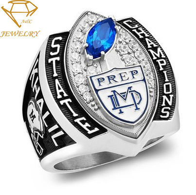 Custom Sports Team Championship Rings Silver Football Champions Ring With Your LOGO&amp;TEXT