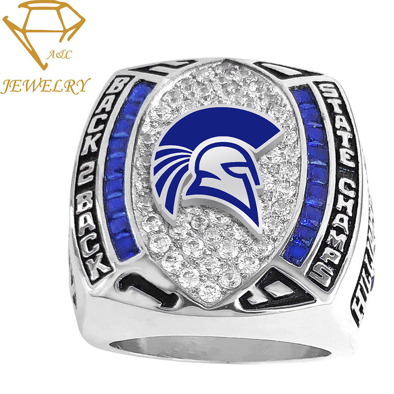 Die Casting Logo Deep Engraved Silver Sports Rings Youth Football