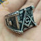 Men Freemasonry PVD Antique Silver Signet Ring