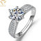 Cubic Zirconia Silver Diamond Engagement Rings Shiny Polish