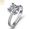 Adjustable Women Silver Diamond Wedding Ring Anti Allergic