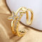 Prong Setting Butterfly Personalized Silver Ring 24K Gold Plating