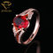 Pave Setting Personalized Silver Ring Blood Ruby Stone