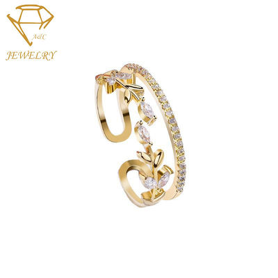 18k Gold Plating Silver Diamond Ring AAA Cubic Zirconia